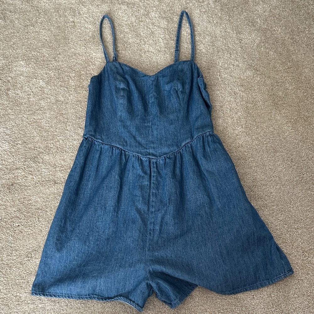 Stylish Blue Denim Adult Romper